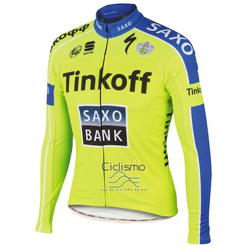 Tinkoff Saxo Bank Ropa Ciclismo Culotte Largo 2016 Mangas Largas AMarillo y Azul